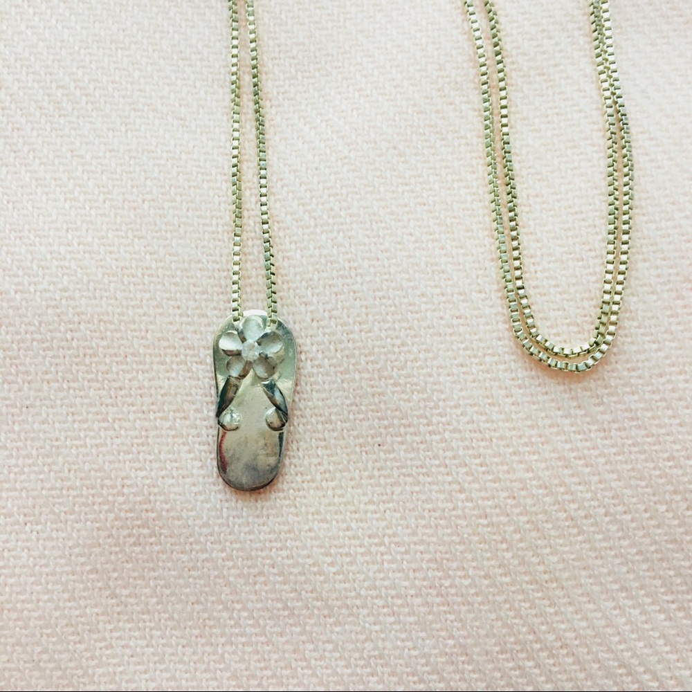 NWOT Sterling Silver .925 Flip Flop Necklace